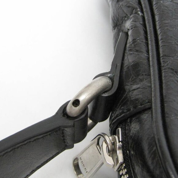 GUCCI Black Leather Messenger Shoulder Bag - Picture 11 of 14